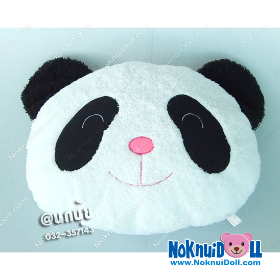 หมอนอิงตุ๊กตา หัวหมี แพนด้า ผ้าขนหนู เล็ก-กว้าง16นิ้ว