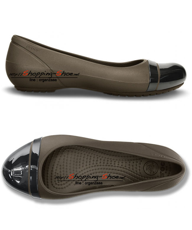 Crocs Women’s Cap Toe Flat - Espresso / Black ของแท้ Outlet ไทยและอเมริกา (มีกล่อง)