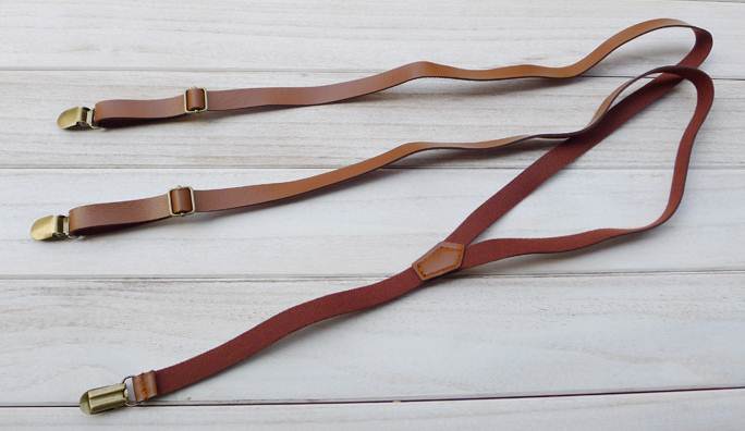 วินเทจ หลากสี!!สายรัดกางเกงเอี๊ยม แบบหนัง วินเทจ หัวทองเหลือง กว้าง 1.5cm แบบ Y กากี ดำ ทอง น้ำตาล