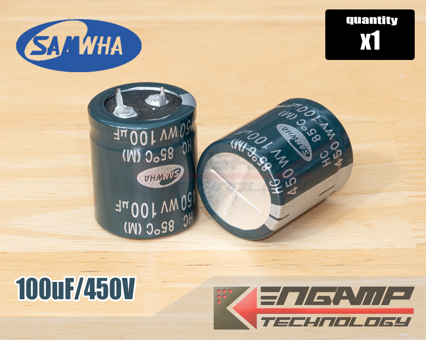 (1ตัว) [E-CAP] 100uf/450V 85ºC SAMWHA HC 25x30mm P=10mm