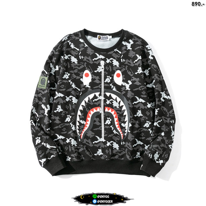 เสื้อแขนยาว BAPE ลายพราง สไตล์ญี่ปุ่น สีดำ