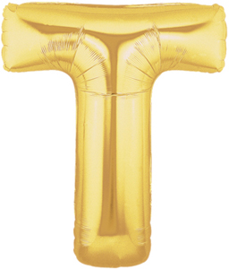 ลูกโป่งฟลอย์รูปตัวอักษร T สีทอง ไซส์เล็ก 14 นิ้ว - T Letter Shape Foil Balloon Size 14" Gold Color