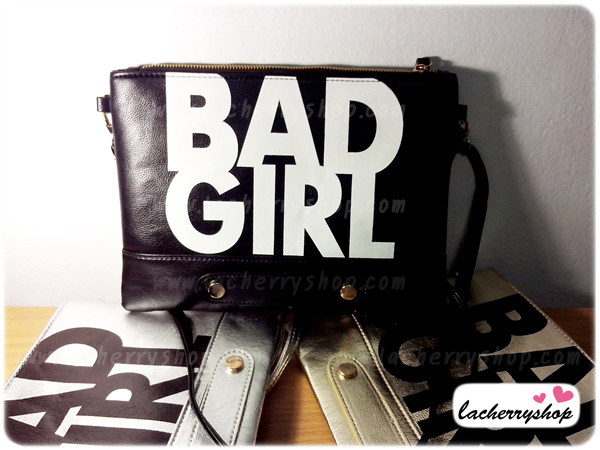 กระเป๋าแฟชั่น BAD GIRL สีดำ หนัง PU ใส่ IPAD ได้ มีสายสะพาย ((โปรโมชั่นส่งฟรี))