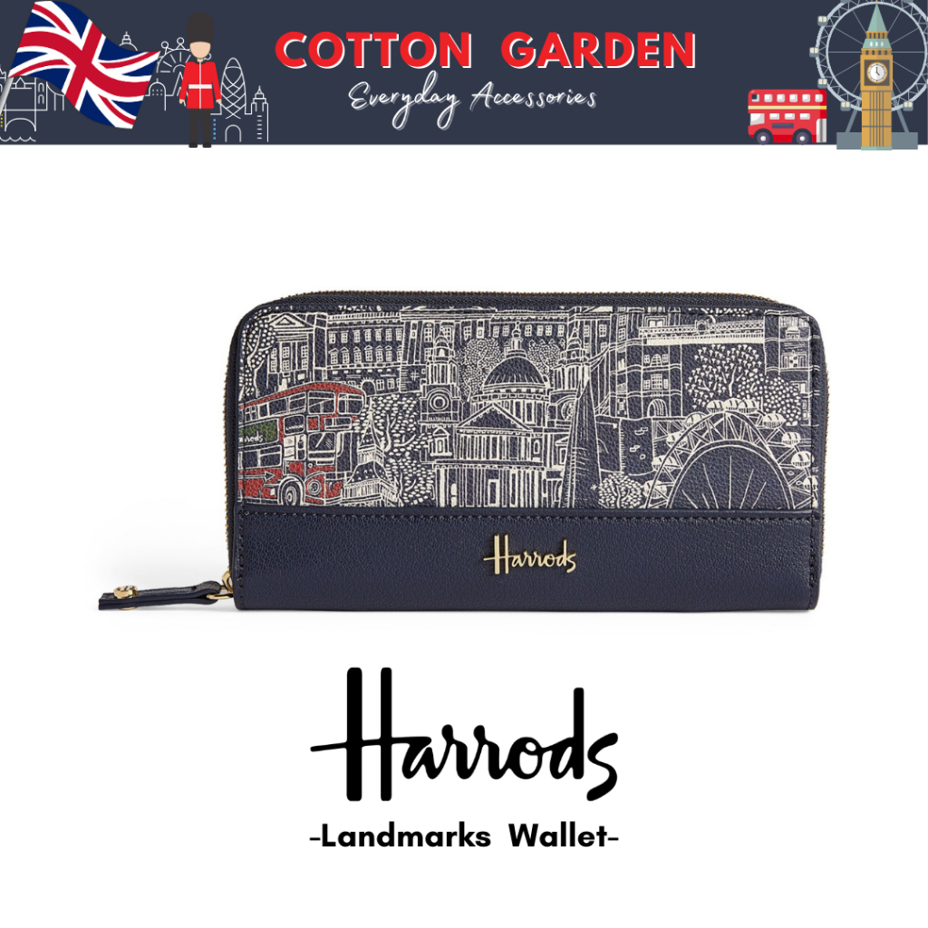 🇬🇧 Harrods Landmarks Wallet กระเป๋าเงินยาว ซิบรอบ