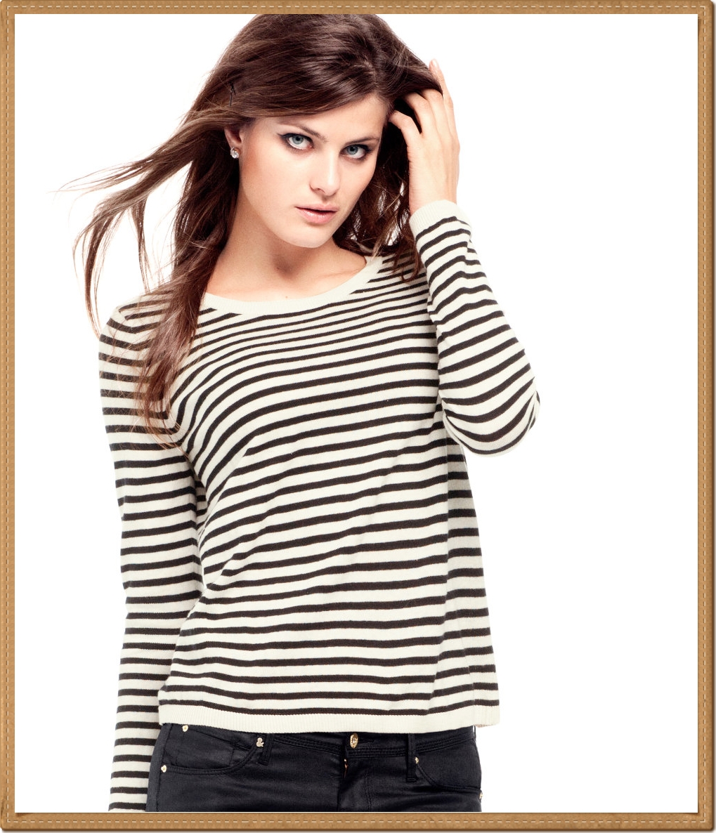 H&M - เสื้อยืดแขนยาว ลายขวางขาว-ดำ