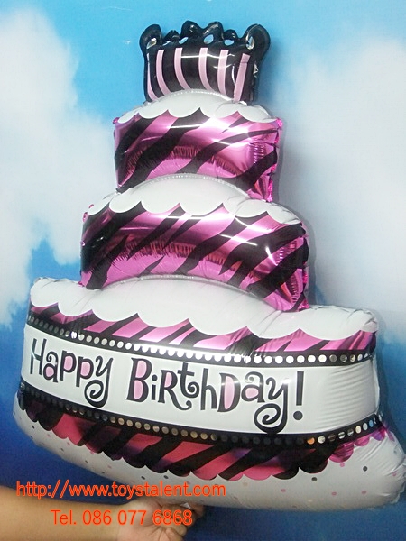 ลูกโป่งฟลอย์ทรงเค้ก 3 ชั้น สีชมพู ขนาดกลาง - Triple Cake Foil Balloon/ Item No. TL-D065