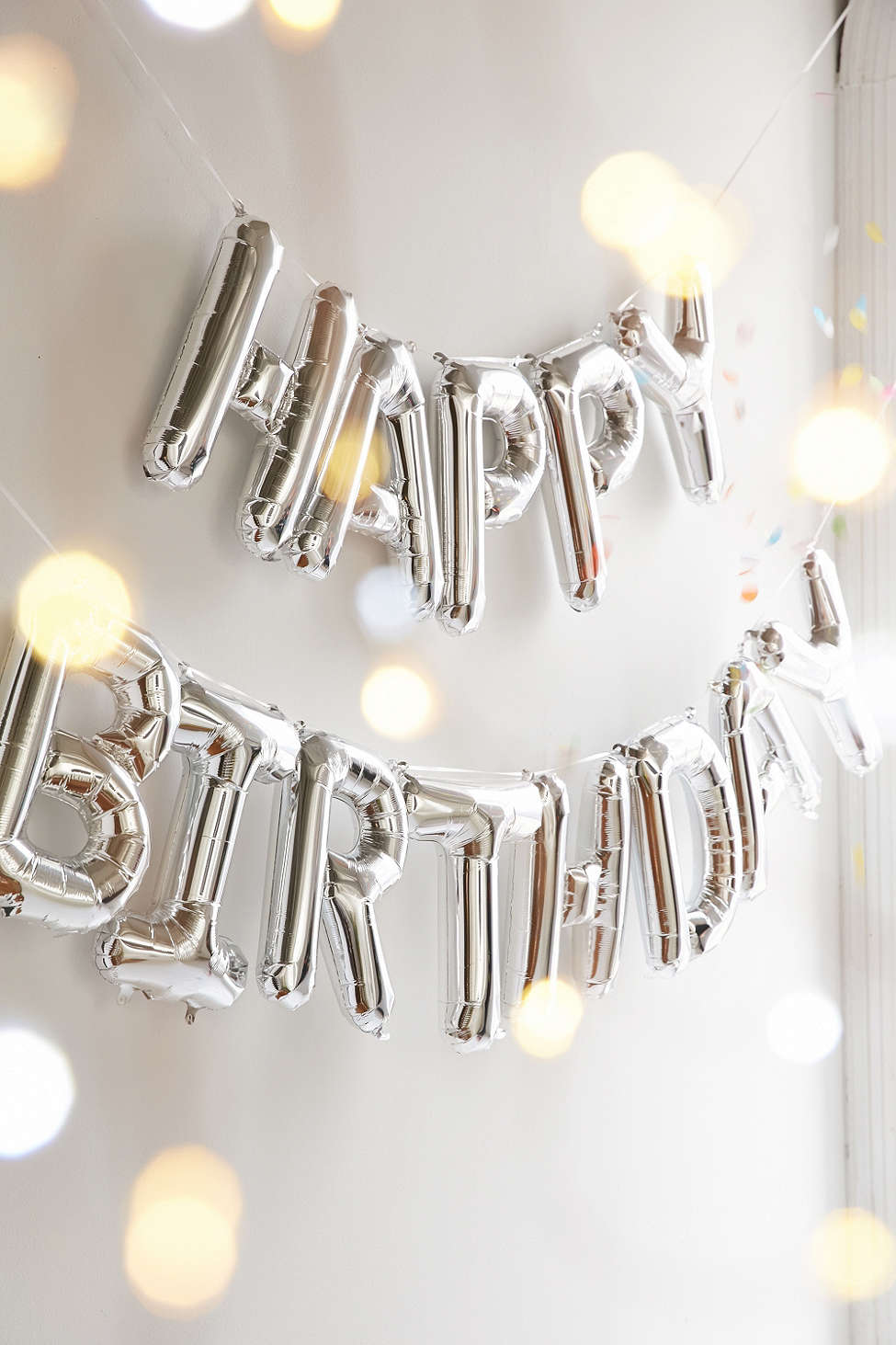 ลูกโป่งฟลอย์ข้อความ Happy Birthday สีเงิน ติดกำแพง / Item No.TL-H008