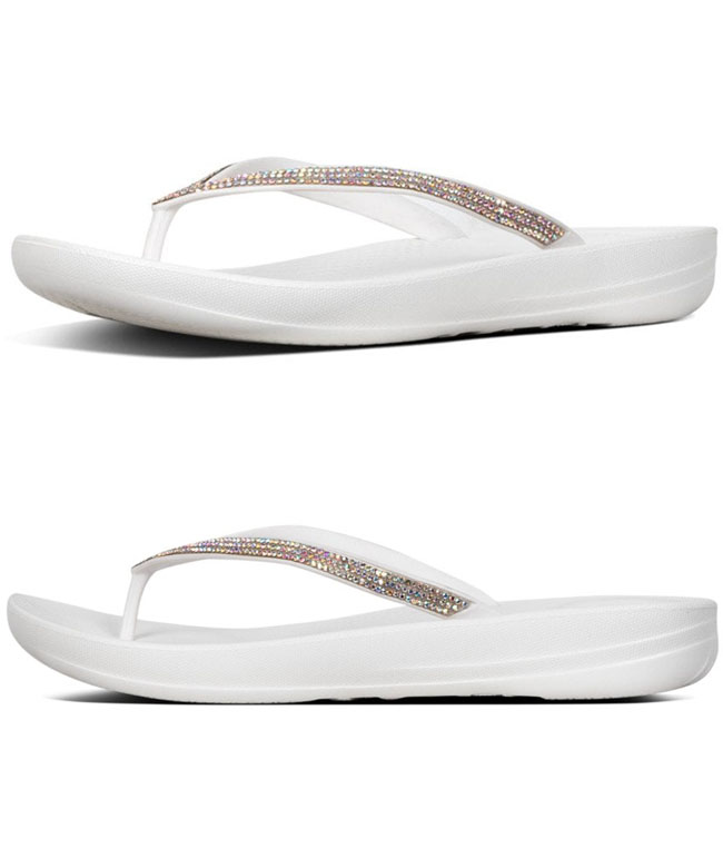 Fitflop Iqushion Sparkle Ergonomic Flip Flop Urban White ของแท้ นำเข้าจาก USA และ UK
