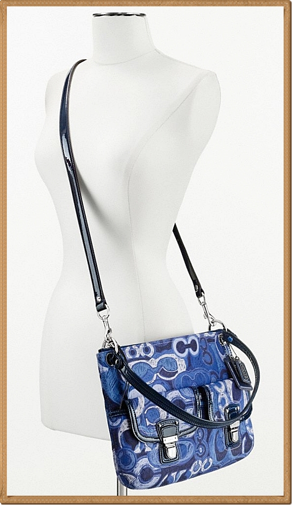 Coach Poppy Denim Print Pocket Hippie Blue Multicolor 19882