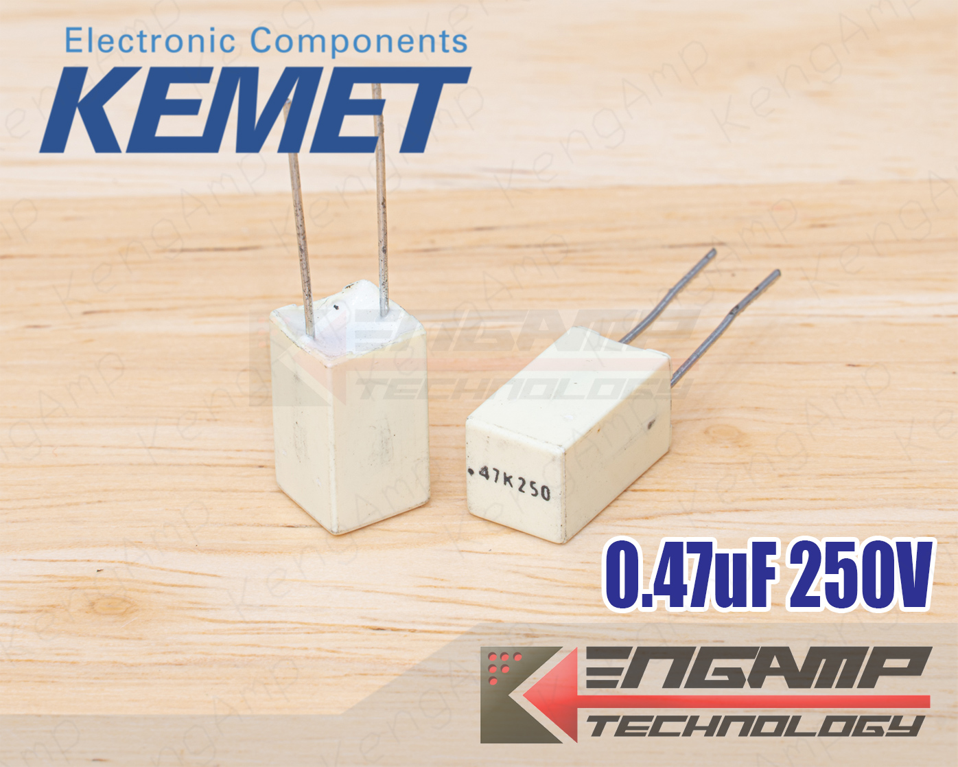 (10ตัว) 0.47uF/250V 10% KEMET AV R82 7.3x7.3 H13mm P=5mm