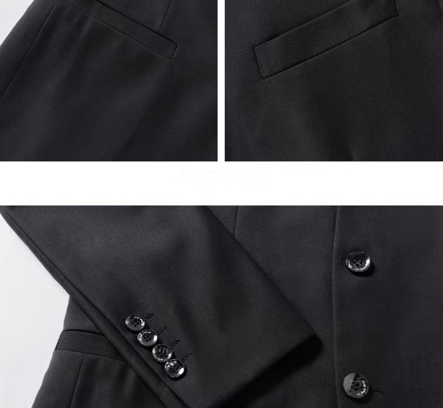 เสื้อสูทแฟชั่น สูทคอจีน ไร้ปก ผ้าฝ้าย กระดุม2 เรียบหรู 23 สีดำ น้ำเงิน ฟ้า แดง Size No.37 39 41 43 45 47