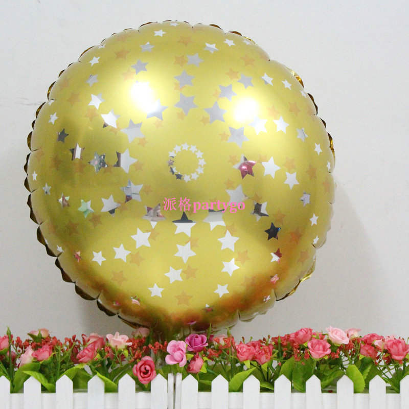 ลูกโป่งฟลอย์ทรงกลม ลายดาว *มีหลายสีให้เลือก กรุณาระบุเมื่อทำการสั่งซื้อ* - Star Round Shape Foil/ Item no.TL-G045