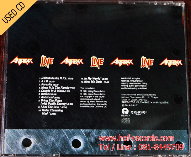 Used CD Anthrax - Live the island years ( Japan) very good