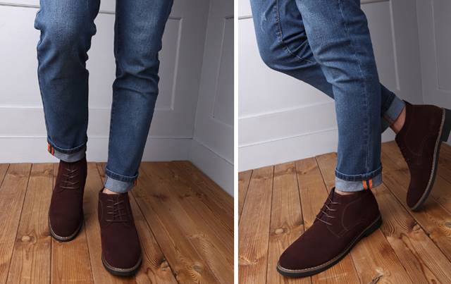 รองเท้าหนังกลับหุ้มข้อชาย ทรงอังกฤษ วินเทจ คลาสสิค สี ดำ No.39