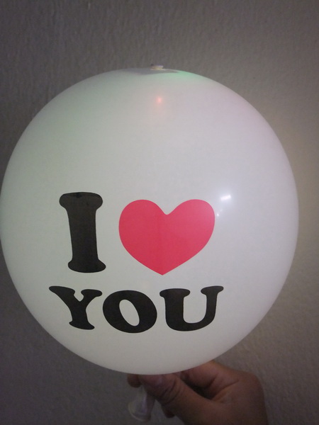 ลูกโป่งสีขาว พิมพ์ลาย I Love You แพ็ค 5 ชิ้น ไฟกระพริบ (I Love You latex Balloon - LED RGB Mode)