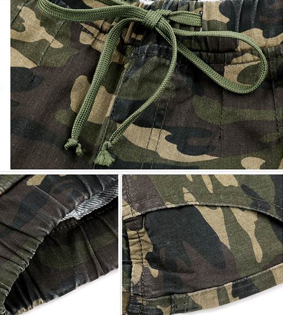 กางเกงเดฟ แฟชั่น ลายพราง เอวรูด ผ้ายืด สีเขียว No.36