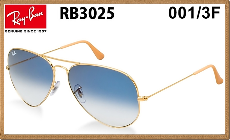 RB3025 (001/3F) กรอบสีทอง เลนส์ไล่สีฟ้าอ่อน