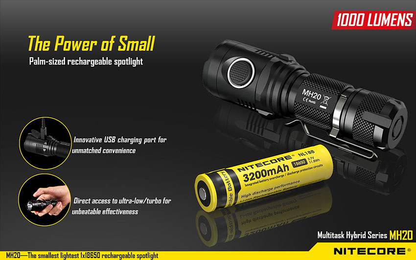์Nitecore MH20 (ชาร์จในตัว แถมแบตชาร์จฟรี)