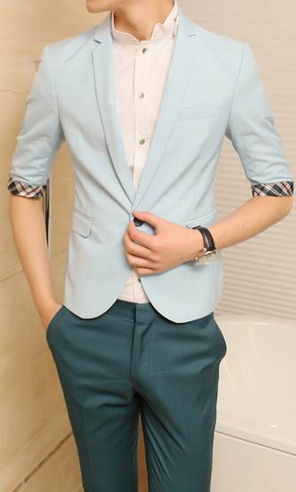 เสื้อสูทแฟชั่น ปกปิด ฟ้าอ่อน Size No.37