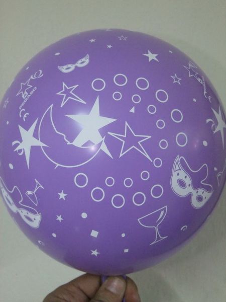 ลูกโป่งกลมพิมพ์ลาย Happy New Year คละสี คละแบบ ไซส์ 10 นิ้ว แพ็คละ 10 ใบ (Round Balloons 10" - Happy New Year latex balloons)