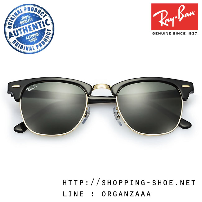 RayBan - RB3016 W0365 Clubmaster Classic Ebony Gold, 49 mm.