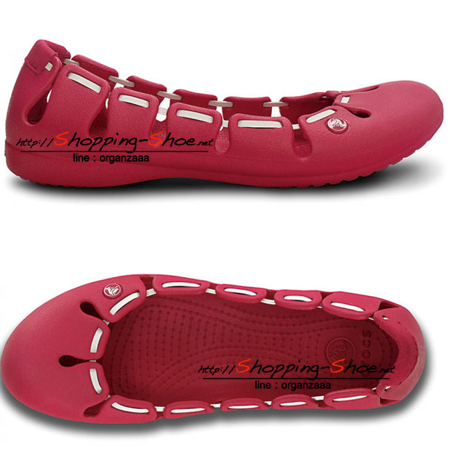 Women's Crocs Springi Flat - Raspberry / Oyster ของแท้ Outlet ไทยและอเมริกา