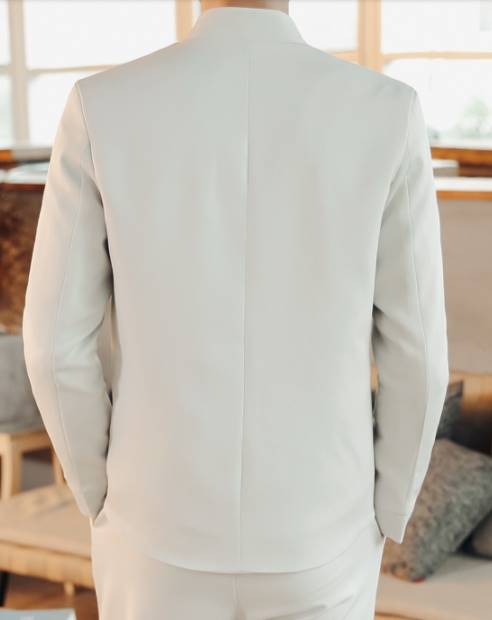 ชุดขาวคอจีน เสื้อขาว ชุดทำบุญ ผู้ชาย เท่ๆ แฟชั่น เสื้อ+กางเกง Size No.36 38 40 42 44 ดำ ขาว