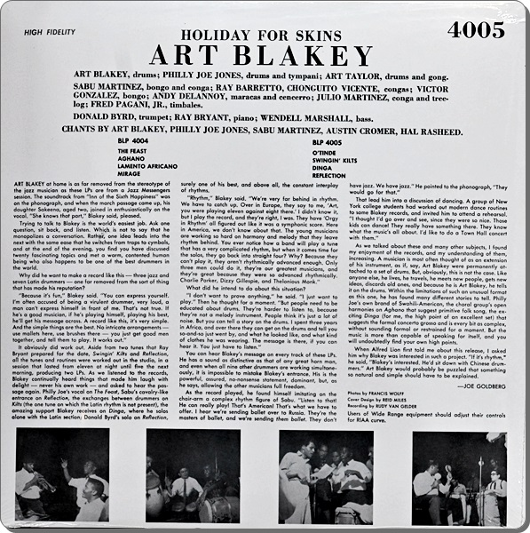 Art Blakey - Holiday For Skins 4005 Volune 2 1Lp New