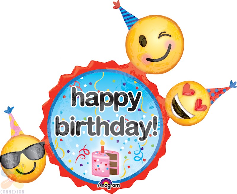 ลูกโป่งฟอลย์ SHAPE EMOTICONS BDAY WISHES (PK) / Item No.TQ-A3361301 แบรนด์ Qualatex