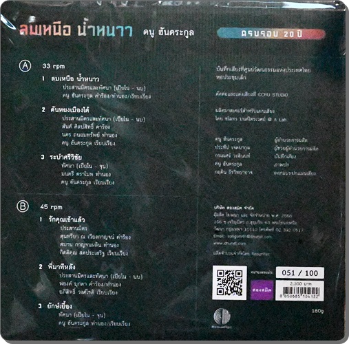 ดนู ฮันตระกูล - ลมเหนือ นํ้หนาว 1Lp New