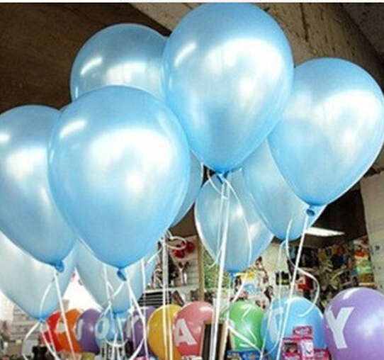 ลูกโป่งกลมเนื้อมุก สีฟ้าอ่อน ไซส์ 12 นิ้ว แพ็คละ 10 ใบ (Round Balloons Size 12" - Pearl Light Blue Color)
