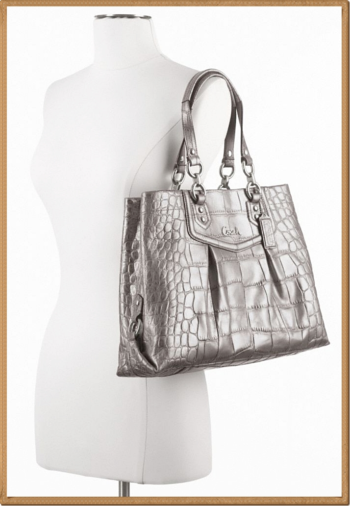 Coach Ashley Embossed Leather Croc Carryall Forest 20345