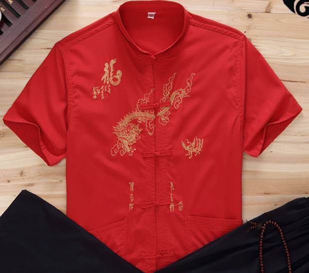 ชุดคอจีน กังฟู มังกร Size No.34 36 38 40 42 44 ดำ ขาว ครีม แดง