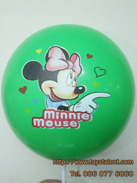 ลูกโป่งกลมพิมพ์ลายการ์ตูน Minnie Mouse ไซส์ 12 นิ้วคละสี แพ็คละ 10 ใบ (Round Balloons 12" - Printing Minnie Mouse)latex balloons)
