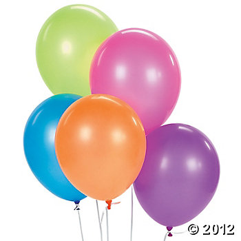 ลูกโป่งกลม คละสีนีออน สะท้อนแสง ไซส์ 10 นิ้ว แพ็คละ 10 ใบ (Latex Balloons 10"- Mixed Neon Color )