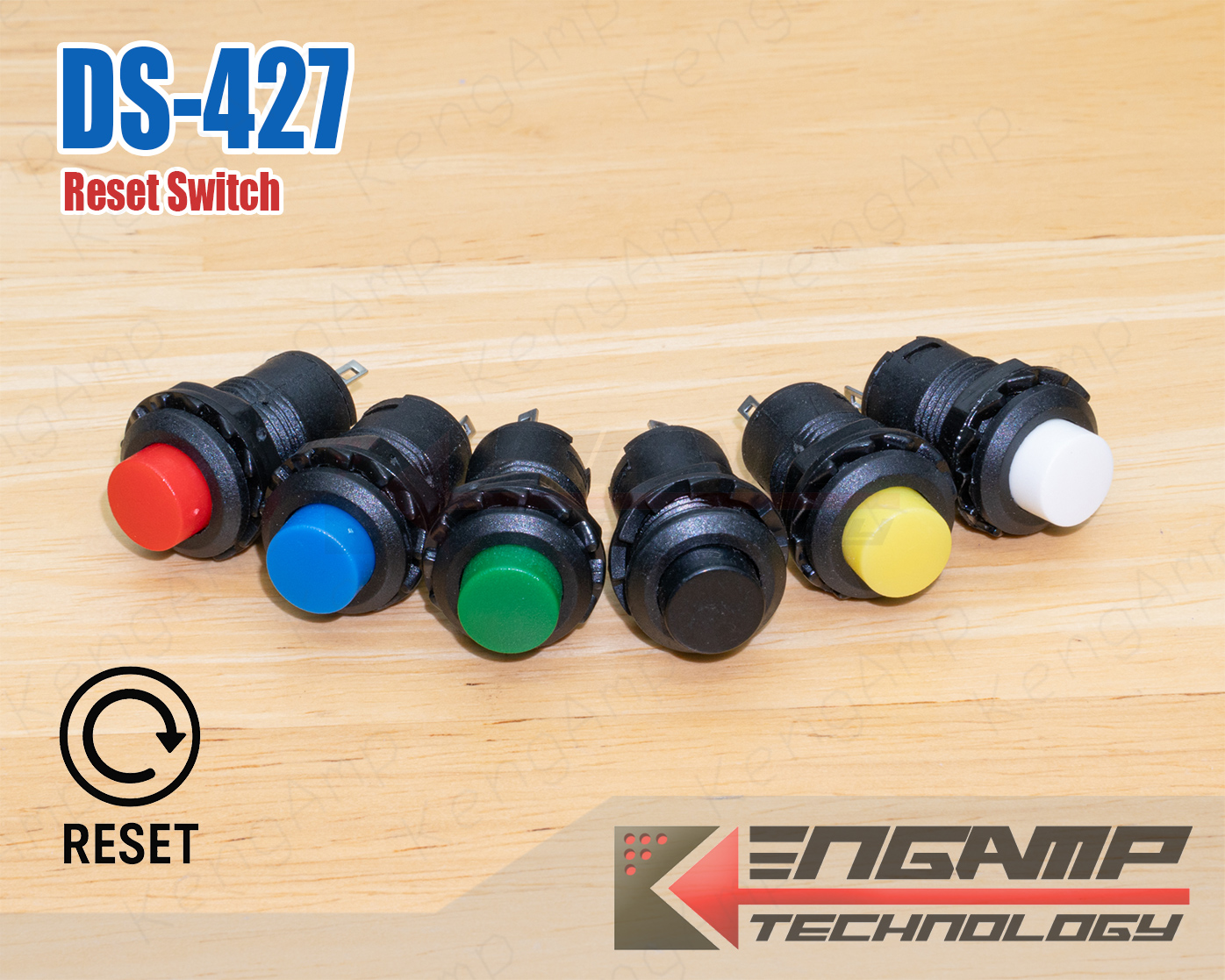 (มีตัวเลือก) [SW] DS-427 รีเซ็ทสวิตซ์ กดติด-ปล่อยดับ ขนาด 12mm 3A/125V 1.5A/250V