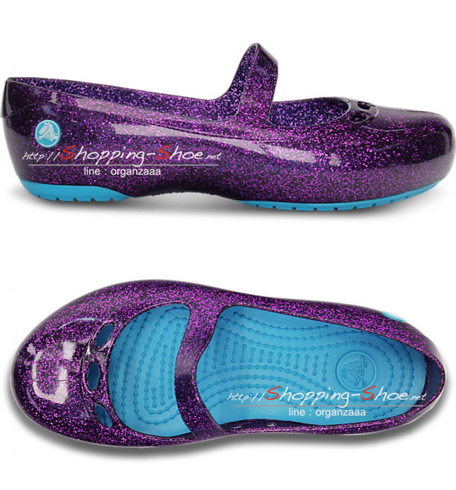Crocs Carlisa Glitter Flat Girls - Dahlia / Surf ของแท้ Outlet ไทยและอเมริกา