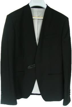 เสื้อสูทแฟชั่น no collar ดีไซน์คลาสสิค ผ้าฝ้าย กระดุมดำ เรียบหรู สีดำ Size No.35 37