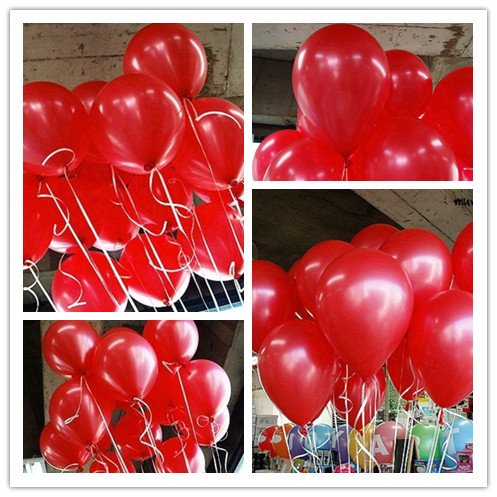 ลูกโป่งกลม เนื้อเมททัลลิก สีแดง ไซส์ 10 นิ้ว แพ็คละ 10 ใบ (Round Balloons Size 10" - Metallic Red Color)