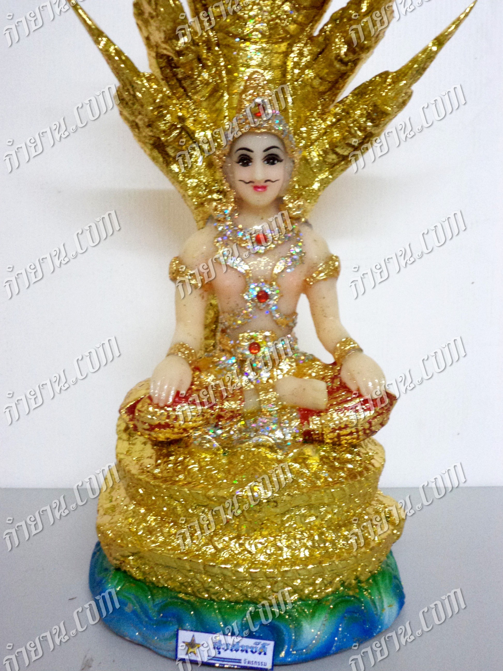 นาคา นั่งพญานาค 7 เศียร ปิดทอง หน้าตัก 5"