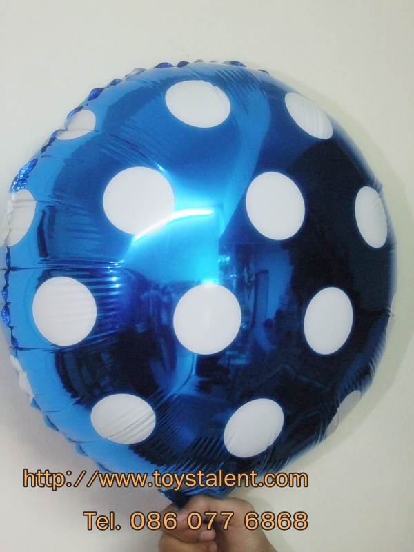 ลูกโป่งฟลอย์ทรงกลม Polk Dot สีฟ้า ไซส์ 18 นิ้ว - Round Shape Balloon Polka Dot Blue Color 18" / Item No. TL-G033