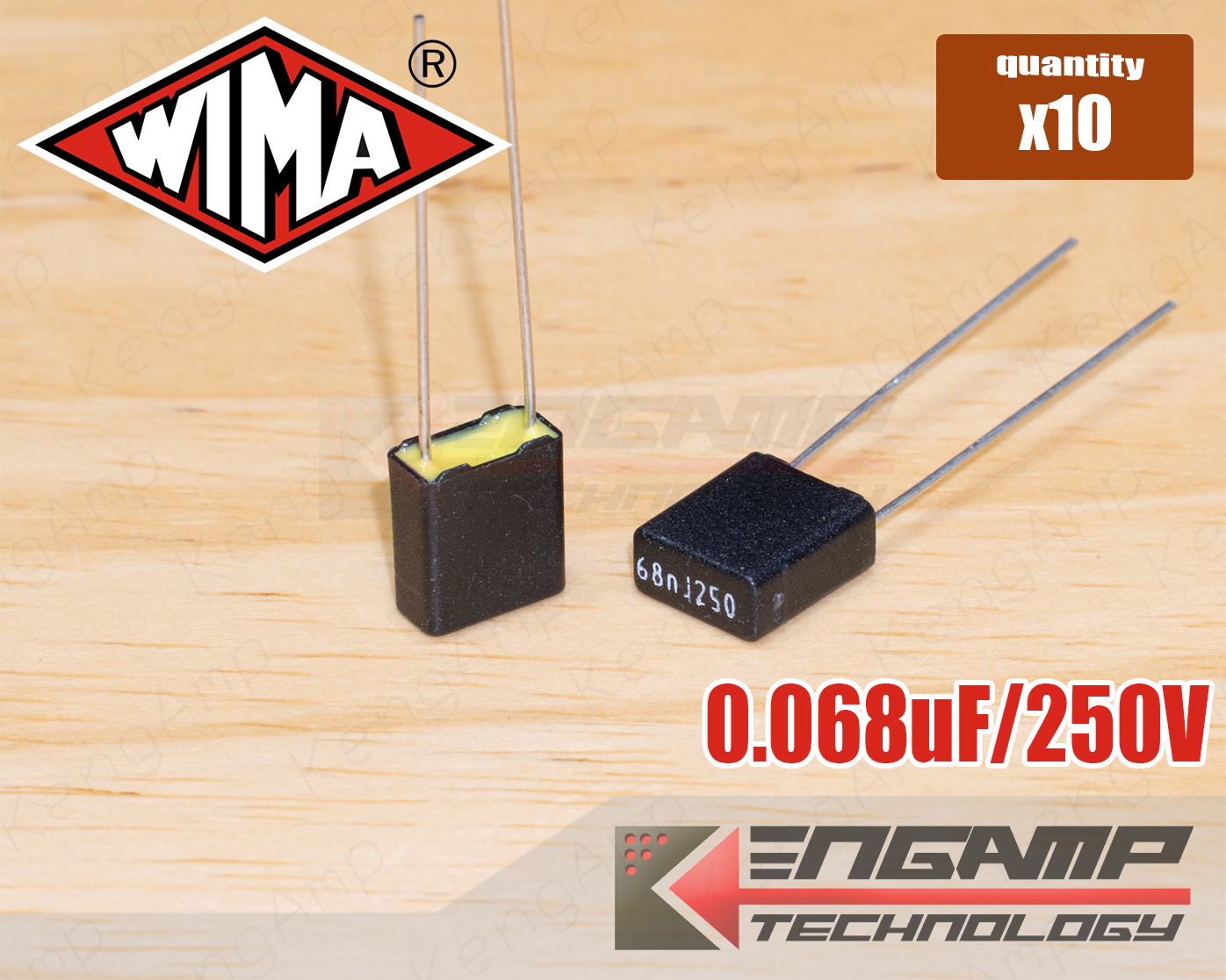 (10ตัว) [F-CAP] 0.068uF/250V 68nJ250V WIMA MKS2 3.5x7.3 H8.5mm P=5mm