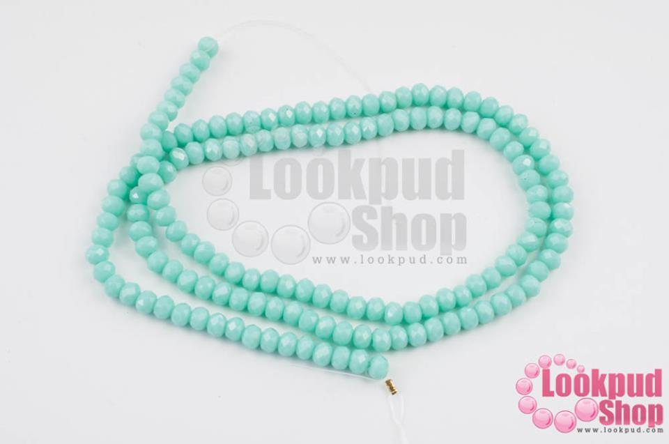 คริสตัลจีน ทรงซาลาเปา สีเขียวอ่อนพาสเทลขุ่น 4มิล (1เส้น)