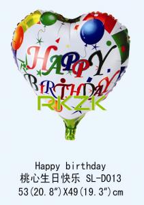 ลูกโป่งฟลอย์ Happy Birthday ทรงหัวใจ - Happy Birthday Heart Shape design / Item No. TL-D006