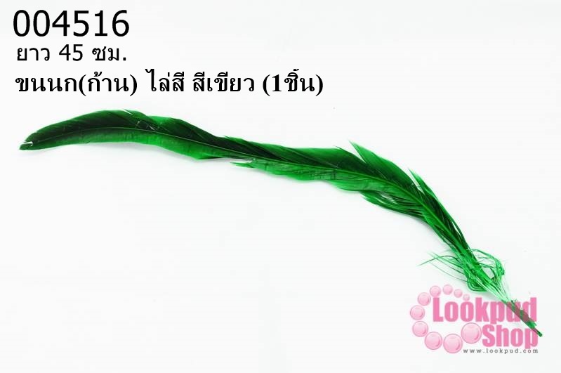 ขนนก(ก้าน) ไล่สี สีเขียว ยาว 45 ซม. (1ชิ้น)
