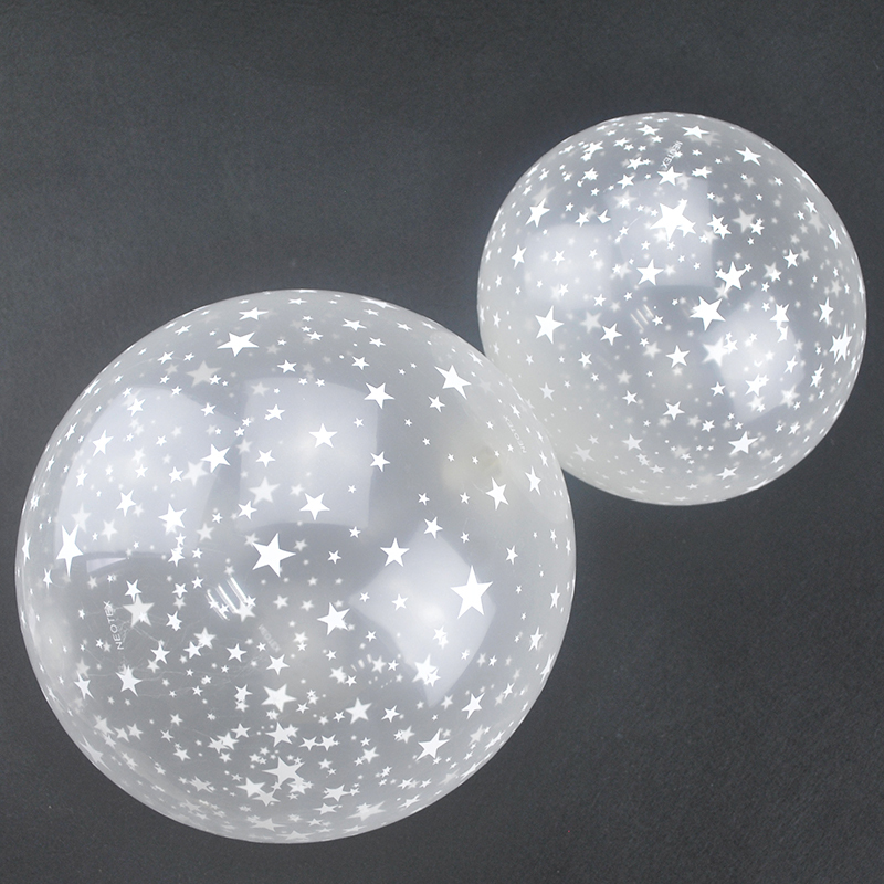 ลูกโป่งกลมจัมโบ้ไซส์ใหญ่ 36" Latex Balloon RB clear -Print Star สีใสพิมพ์ลายดาว / Item No. TQ-29264 แบรนด์ Qualatex