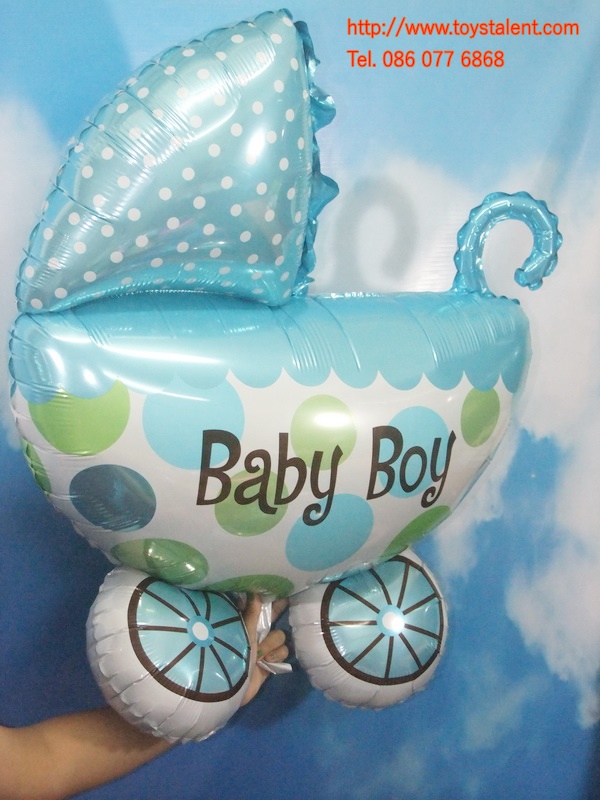 บอลลูนฟอลย์ รถเข็นเด็กผู้ชาย ไซส์ใหญ่ - Baby Boy Cart Foil Balloon / Item No. TL-C025