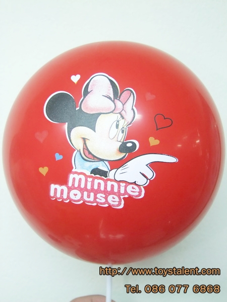 ลูกโป่งกลมพิมพ์ลายการ์ตูน Minnie Mouse ไซส์ 12 นิ้วคละสี แพ็คละ 10 ใบ (Round Balloons 12" - Printing Minnie Mouse)latex balloons)
