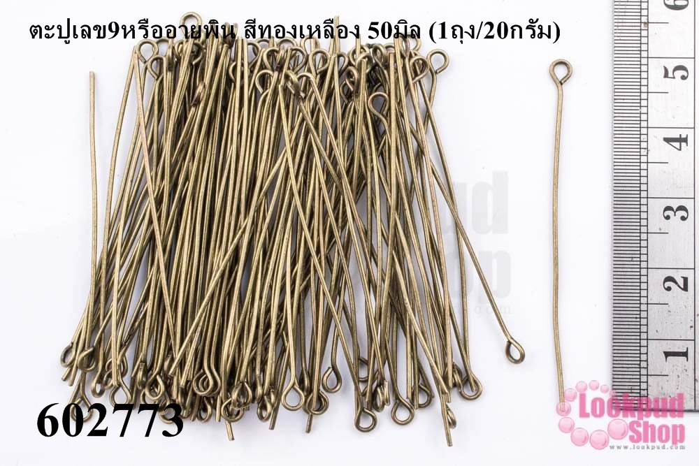 ตะปูเลข9หรืออายพิน สีทองเหลือง 50มิล (1ถุง/20กรัม)