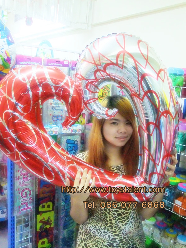 ลูกโป่งฟลอย์รูปหัวใจเสี้ยวใหญ่ พิมพ์ลาย ไซส์ 45 นิ้ว - Heart Shape Foil Balloon/ Item No.TL-G040